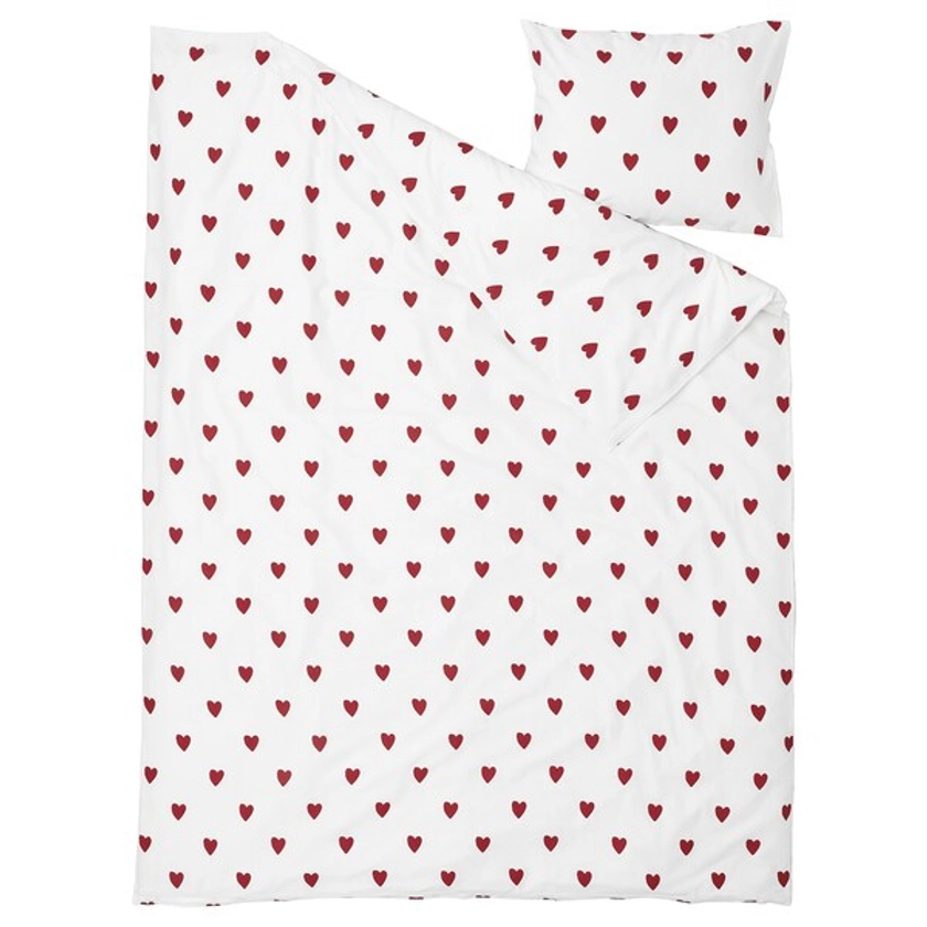 BARNDRÖM Duvet cover and pillowcase, heart pattern, 150x200/50x80 cm - IKEA