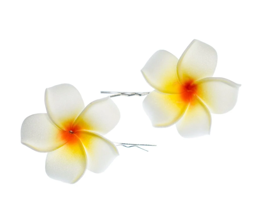 Pinces à cheveux de fleurs de frangipanier lot de 2 Plumerialis Surfer Hawaii - Etsy France