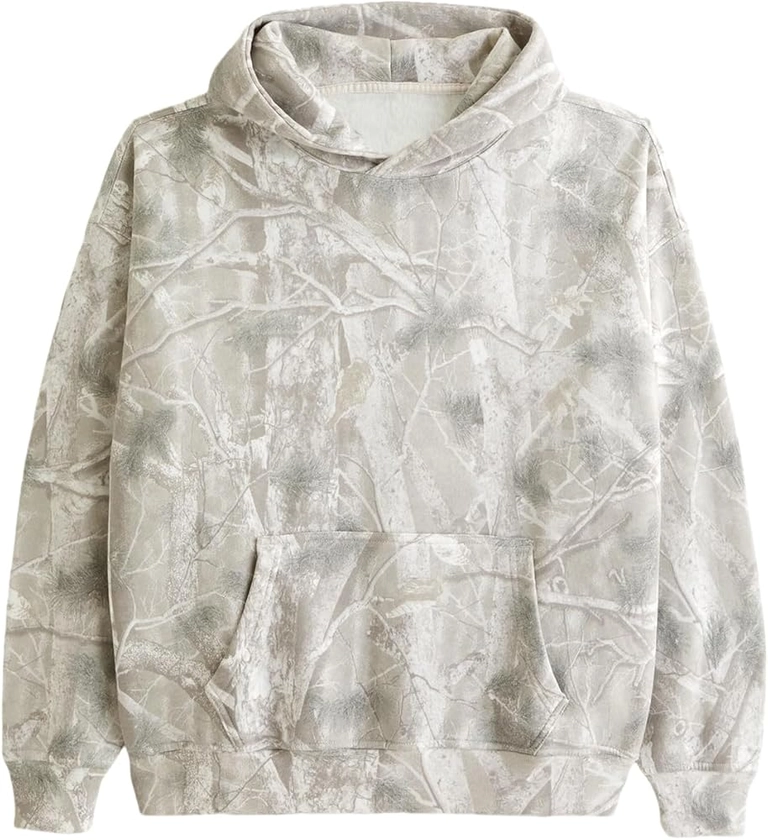 Women's Camo Hoodie Maple Leaf Print Oversized Hooded Sweatshirt Fleece Casual Long Sleeve Pullover Sweatshirts with Pockets