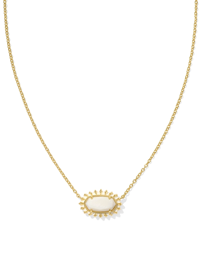 Elisa Gold Color Burst Frame Short Pendant Necklace in White Mother-of-Pearl | Kendra Scott