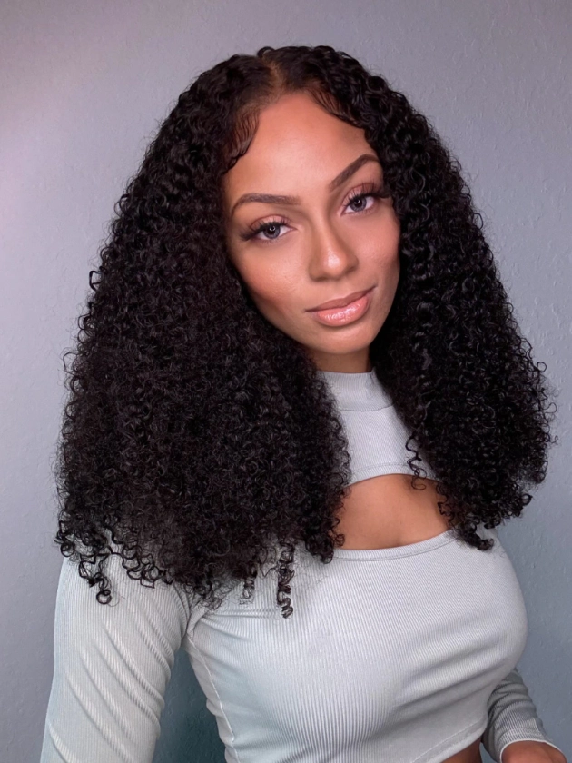 UNice Bye Bye Knots Wig 7x5 & 13x4 Glueless Lace Black Kinky Curly Wig With Bleached Knots 150%&180% Density