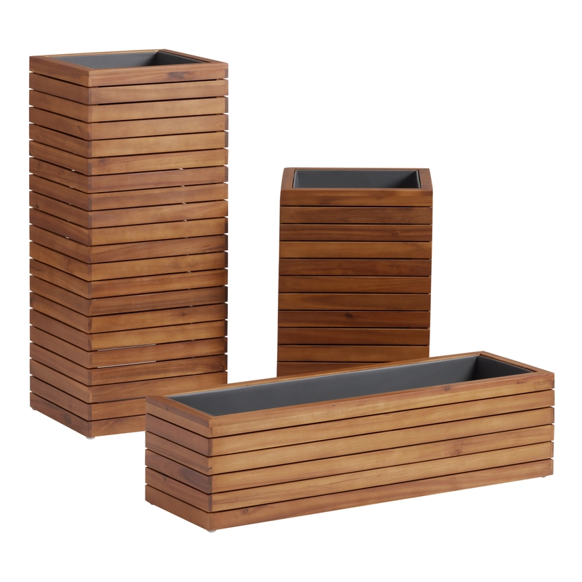 Alicante Wood And Metal Outdoor Planter - World Market