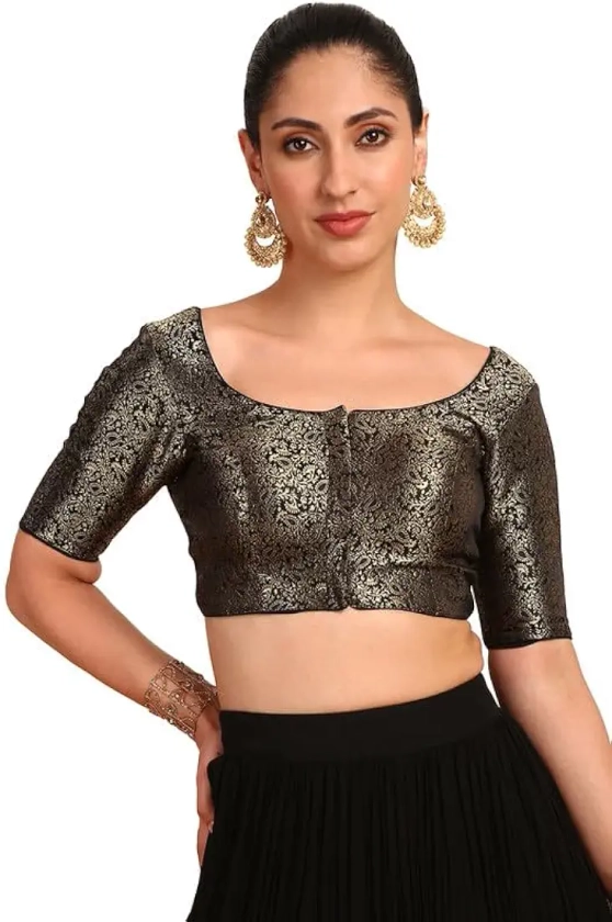 Buy Soch Womens Black Paisley Woven Design Silk Blend Padded Blouse at Amazon.in