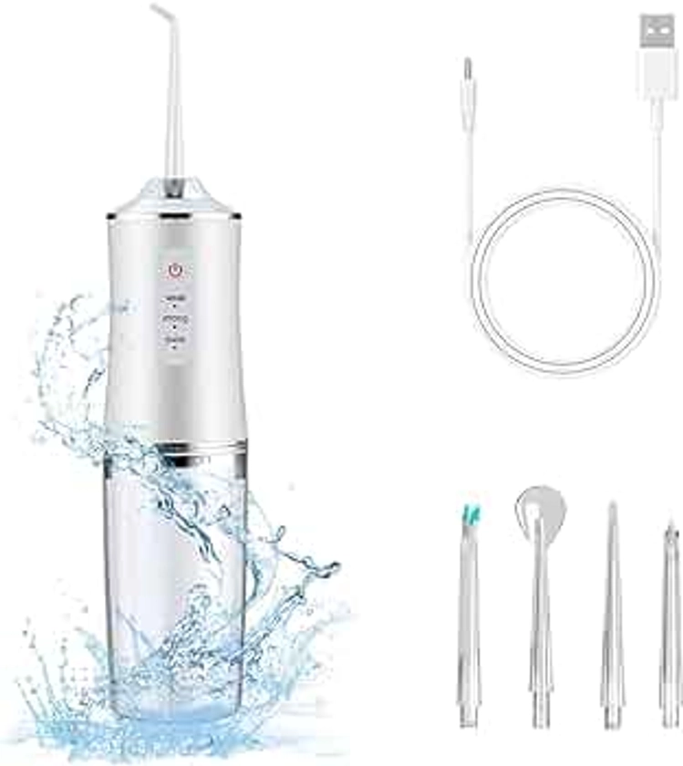 Electric Water Flosser Cordless for Teeth 3 Modes 4 Jet Tips Cleaning and Flossing Water Dental Portable Floss Irrigator Oral Water Flossed Rechargeable Tonsil Stone Travel Adults