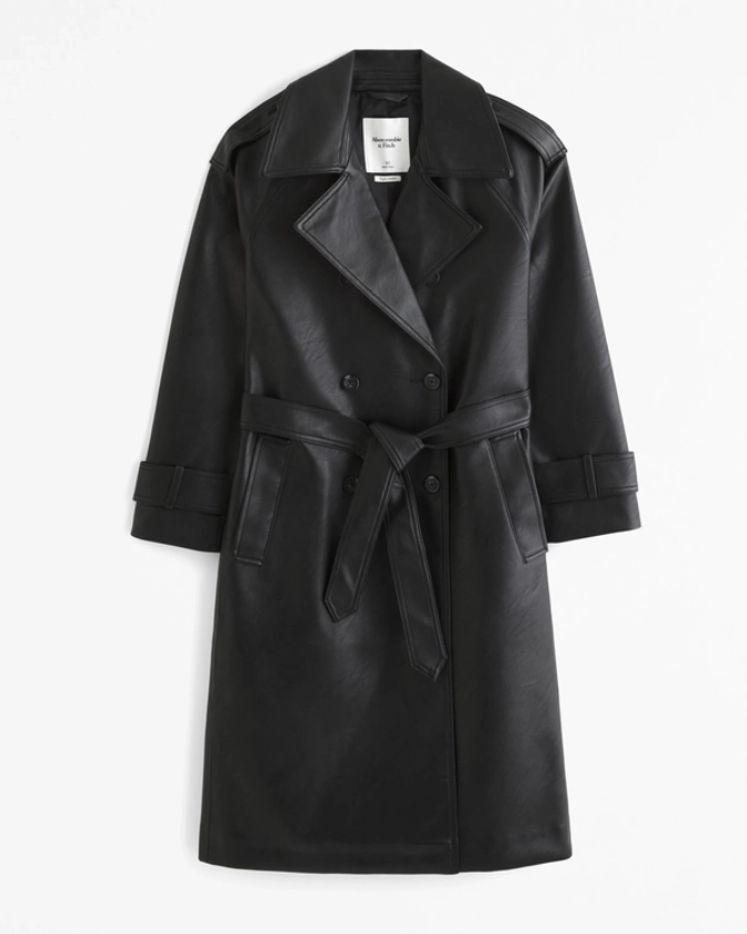 Women's Vegan Leather Trench Coat | Women's Coats & Jackets | Abercrombie.com