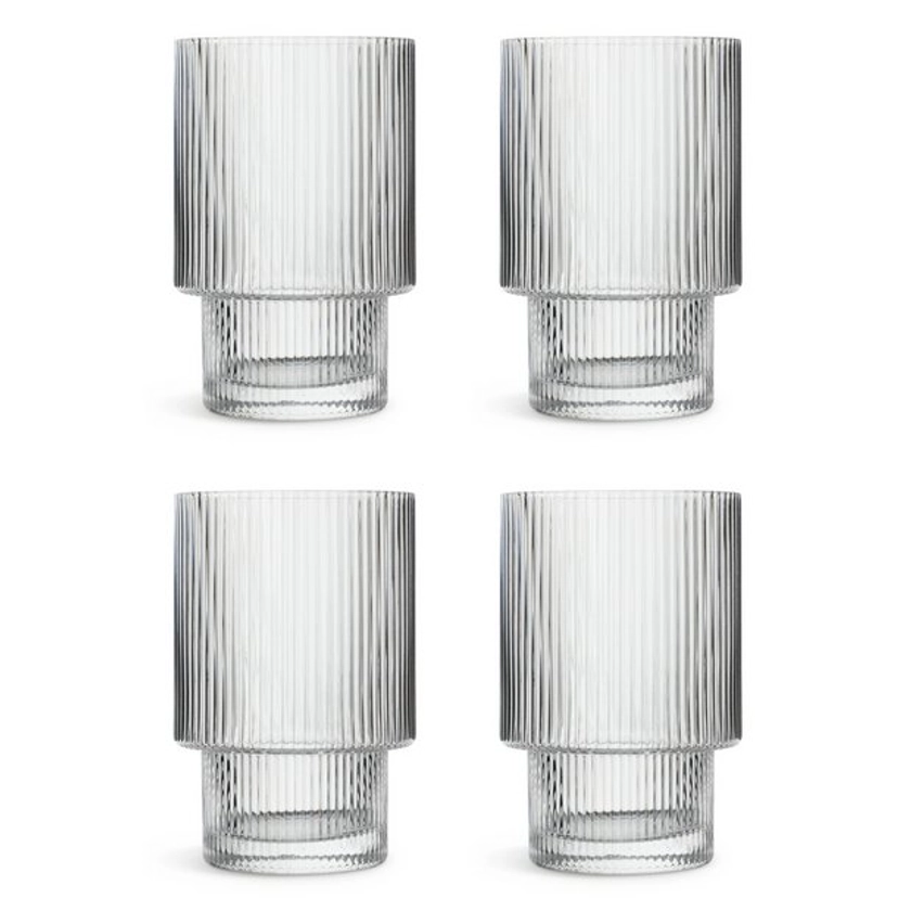 Buy Habitat Ribbed Set of 4 Tumbler Glasses | Drinking glasses and glassware | Argos