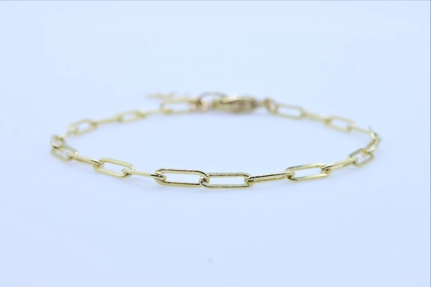 Small 3.1mm Paperclip Chain Bracelet, 14K Gold Filled Chain Bracelet, Gold Filled Oval Link Chain Bracelet, Dainty Bracelet, Gift For Her