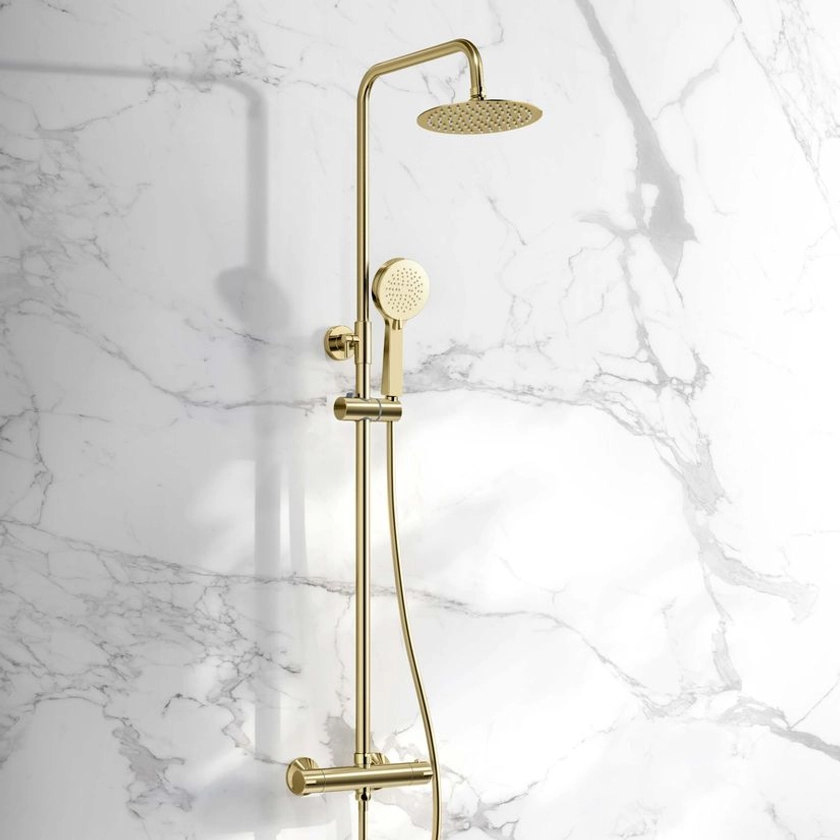 Ballina Premium Brushed Brass Round Thermostatic Shower