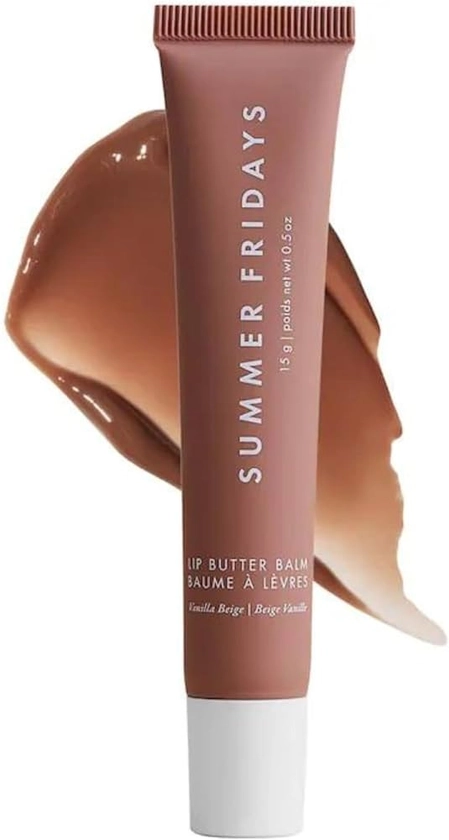 Summer Fridays Lip Butter Balm - Conditioning Lip Mask and Lip Balm for Instant Moisture, Shine and Hydration - Sheer-Tinted, Soothing Lip Care - Vanilla Beige (.5 Oz)