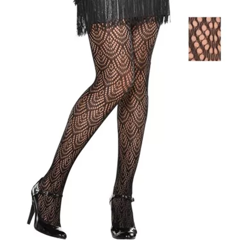 Adult Scallop Print Flapper Pantyhose