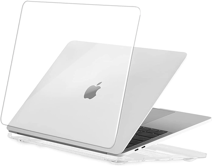 EooCoo Coque MacBook Air M1 13 A2337 A2179 A1932, Plastique Case Rigide Étui pour Nouveau 2020 2019 2018 MacBook Air 13,3 Pouces Retina avec Touch ID - Transparent Clair