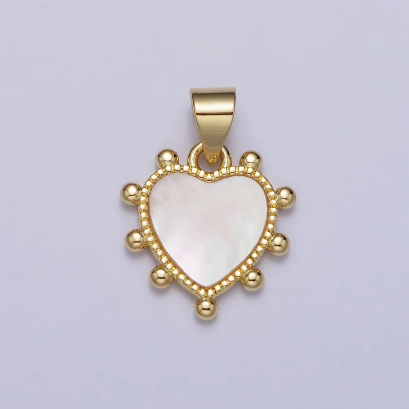 Shell Pearl Beaded Heart Charm in 24k Gold Filled Pendant for Valentine Jewelry Gift Idea Making AA-025 - Etsy