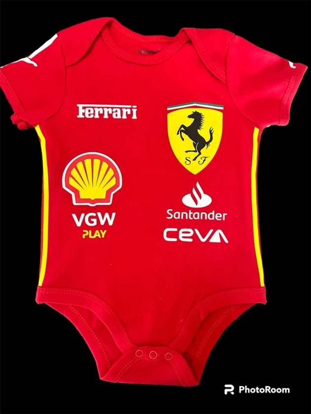 Body personnalisé pour bébé | Combinaison de course de Formule 1 | Body Ferrari personnalisé | Body de voiture de course Supercar | Leclerc Sainz Verstappen