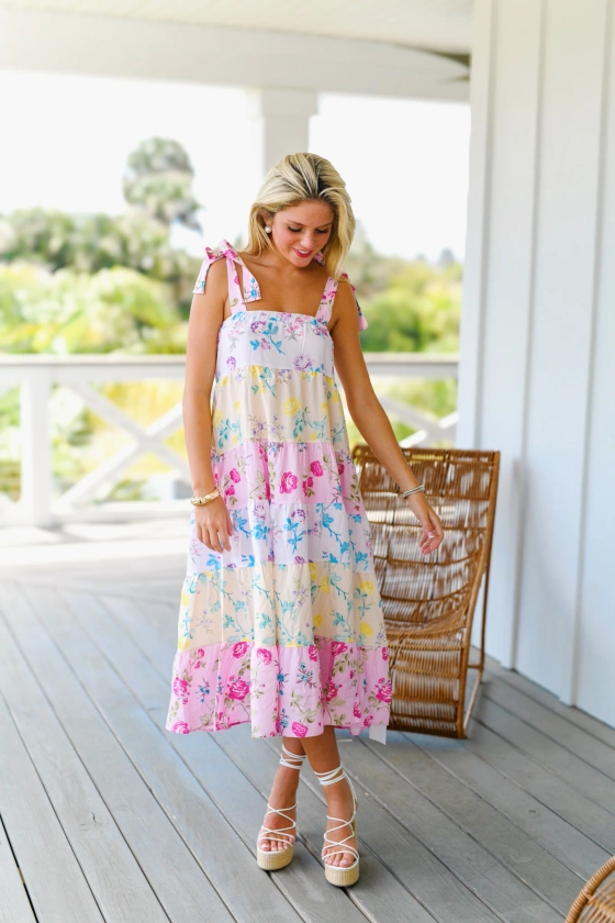 Carly Floral Pastel Midi Dress