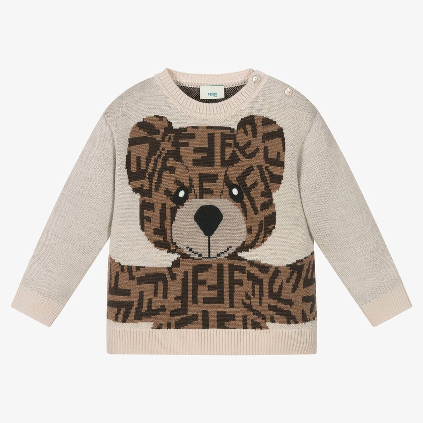 Baby Beige Wool FF Bear Sweater