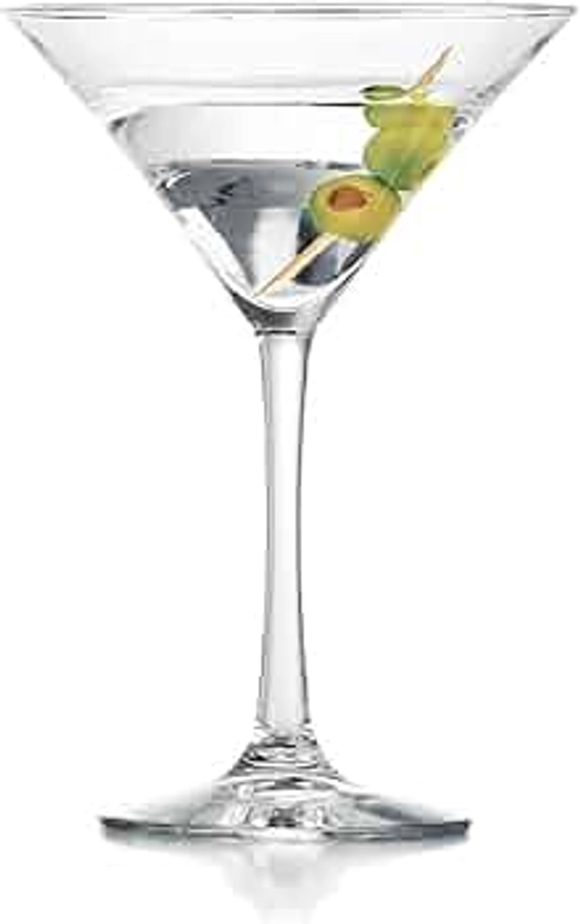 Libbey Entertaining Essentials Martini Glasses Set of 6, Dishwasher Safe Martini Set, Tall Stem Martini Glasses for Parties and More