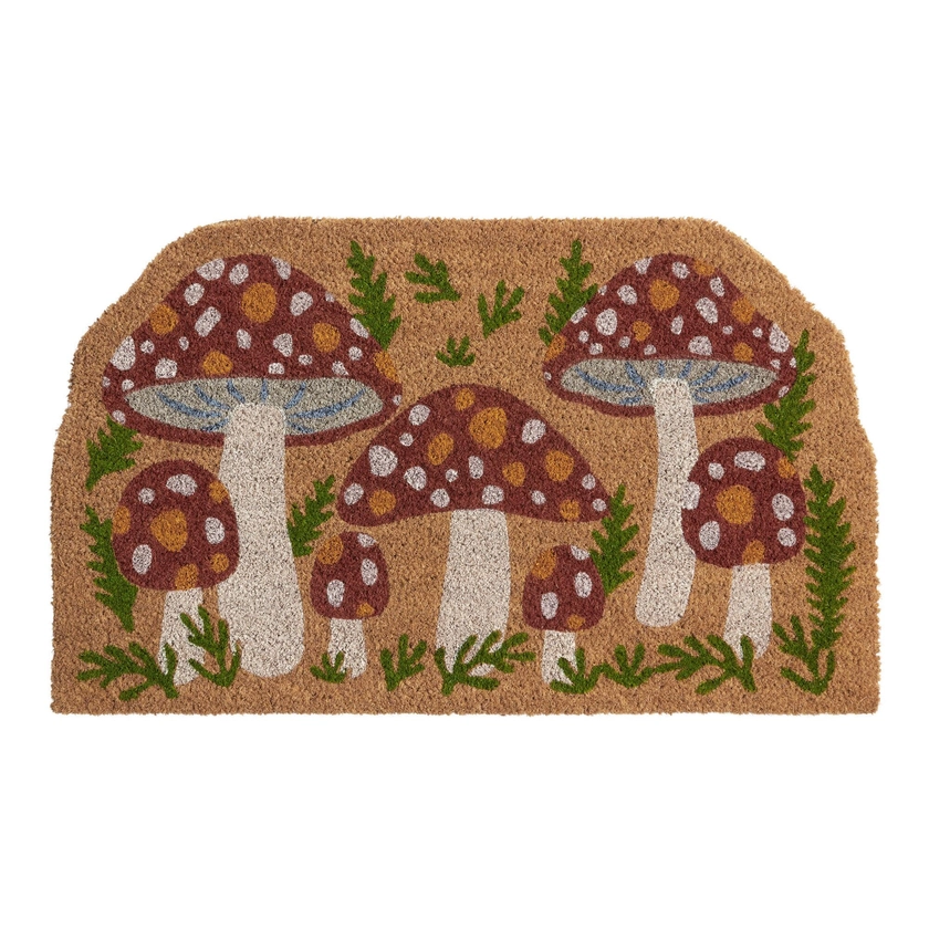 Red and Ivory Toadstool Mushrooms Coir Doormat - World Market