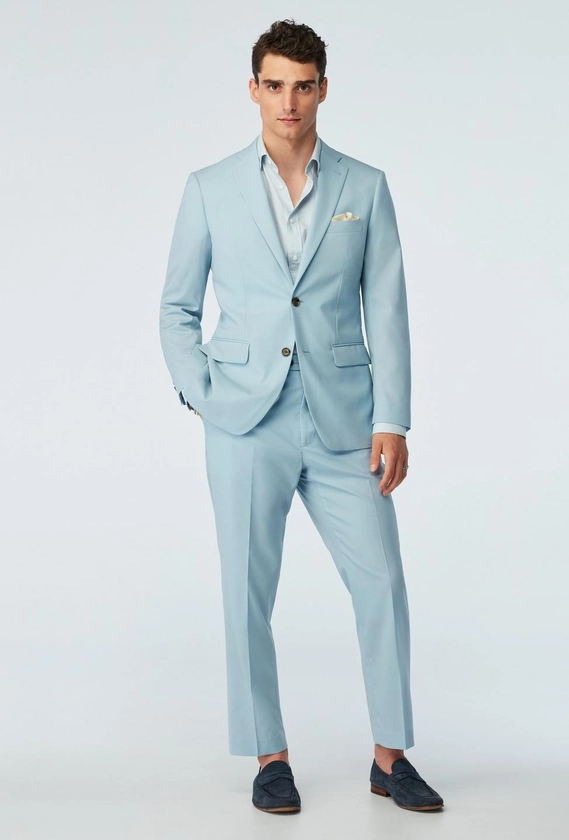Custom Suits Made For You - Howell Wool Stretch Soft Blue Suit | INDOCHINO