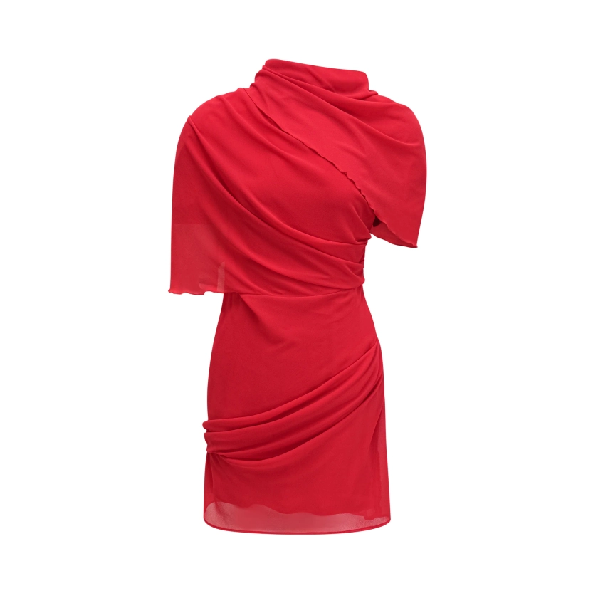 Clarabelle red draped mini dress