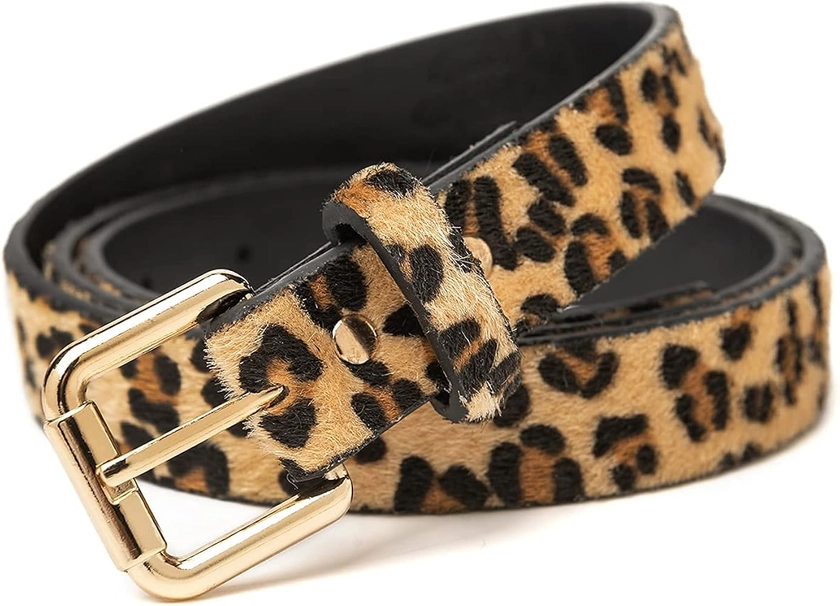 Miss Danger Leopard Belt Alloy Buckle for women Leather Belt with Pants Jeans Dresses (BT311-F-XL at Amazon Women’s Clothing store