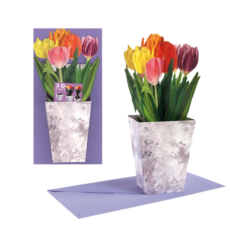 3D flower pot card "Colorful Tulips"