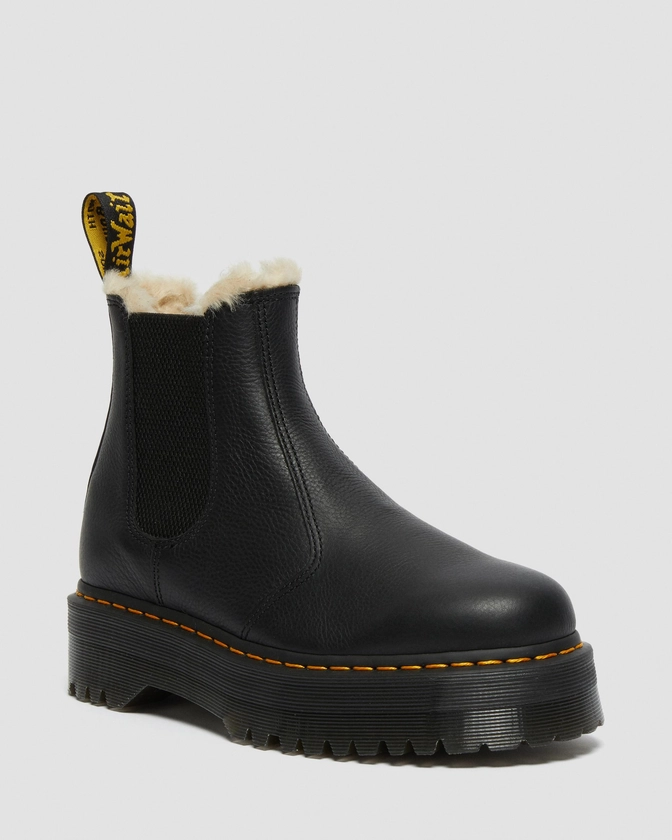 2976 Quad Fur Lined Platform Chelsea Boots in Black | Dr. Martens