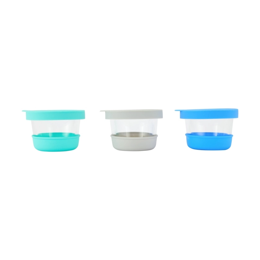 3 Pack Mini Glass Containers with Silicone Lids