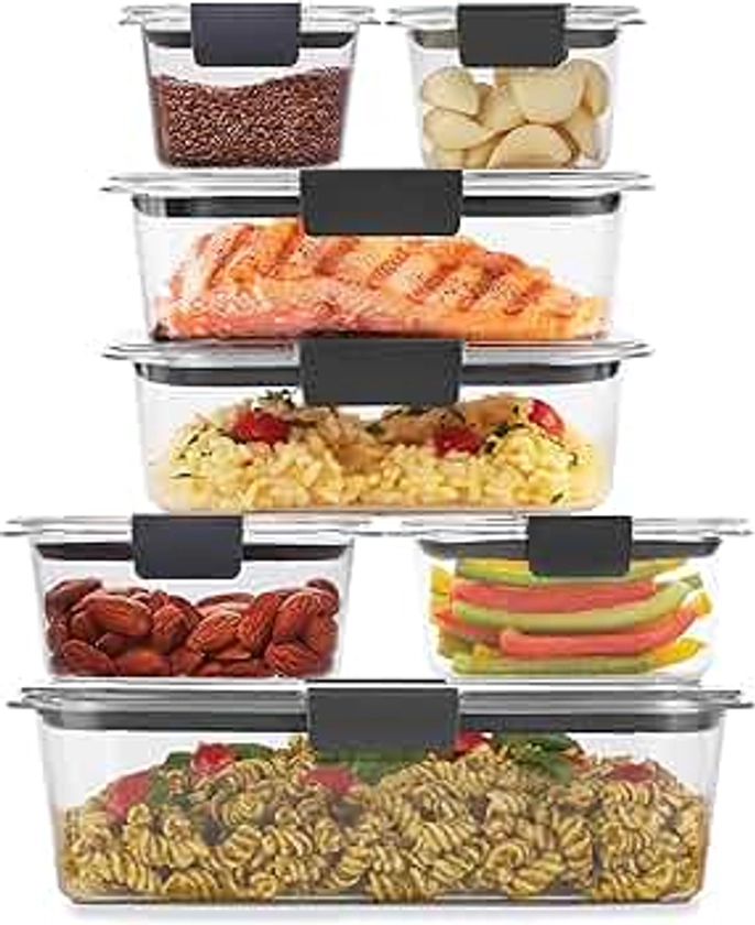 Rubbermaid Brilliance BPA Free Food Storage Containers with Lids, Airtight, for Lunch, Meal Prep, and Leftovers, Set of 7