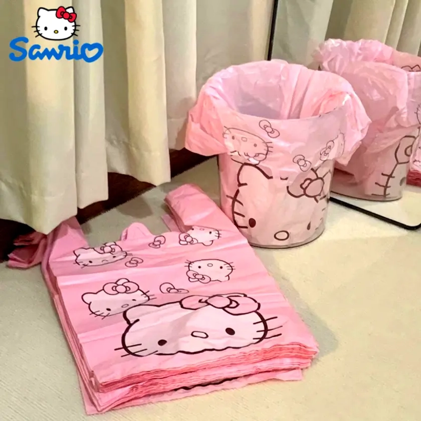 50pcs * * Trash Bags, Large Cartoon Cute Cleaning Bags, Kawaii Garbage Bag For Desktop, Plastic Trash Bags For Home Office Kitchen *