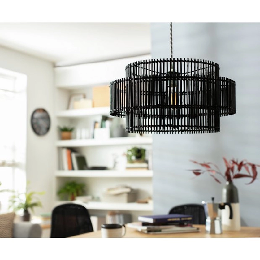 Buy Habitat Black Bamboo Easy Fit 2 Tier Pendant Shade - 40cm | Lamp shades | Argos