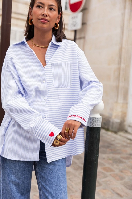 FLORA Bleue - Chemise Rayée femme