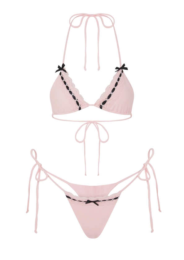 NiiHAi Ltd — LINGERIE BIKINI IN BABY PINK & BLACK