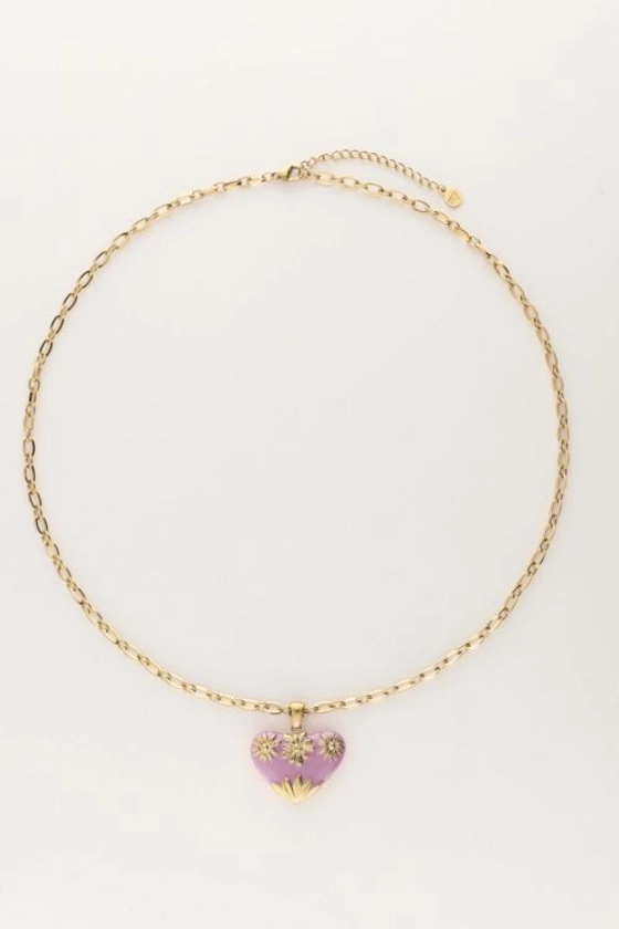 Art schakelketting met lila vintage hart | My Jewellery