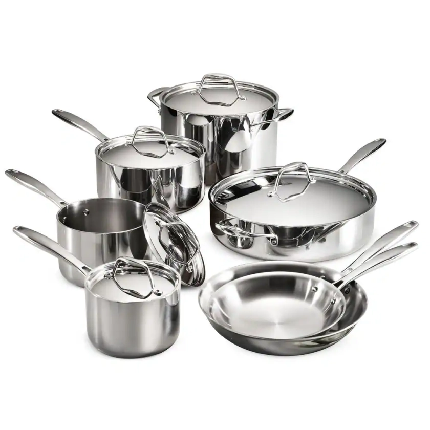 Tramontina Gourmet Tri-Ply Clad 12-Piece Stainless Steel Cookware Set 80116/249DS - The Home Depot