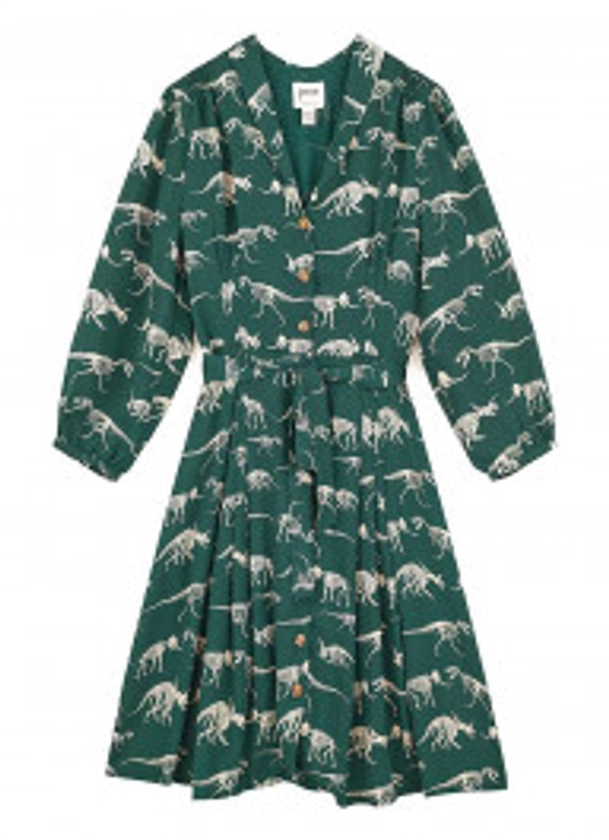 Barbara Dinosaur Print Button-Through Shirt Dress