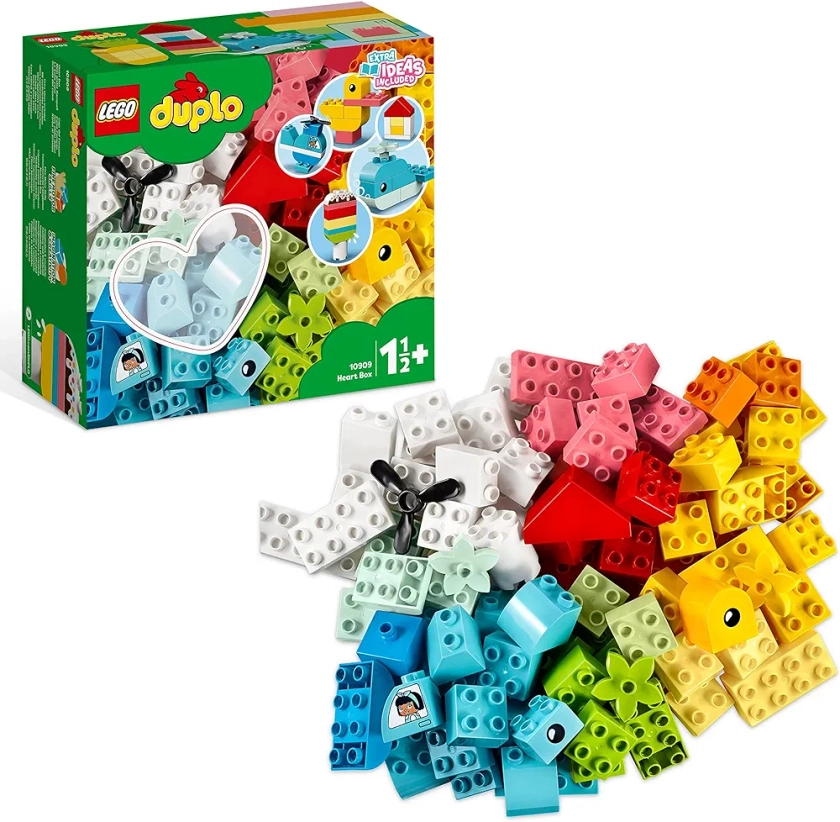 LEGO 10909 Duplo Classic La Boîte Cœur, Première Brique, Jouet de Construction, Jouet Éducatif, Développer Leur Motricité Fine, pour Enfants de 1,5 à 3 Ans
