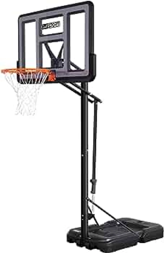 Portable Basketball Hoop Outdoor, 4.8-10FT Height Adjustable Basketball Hoop Goal System with 44 Inch Impact Backboard and Portable Wheels for Adults