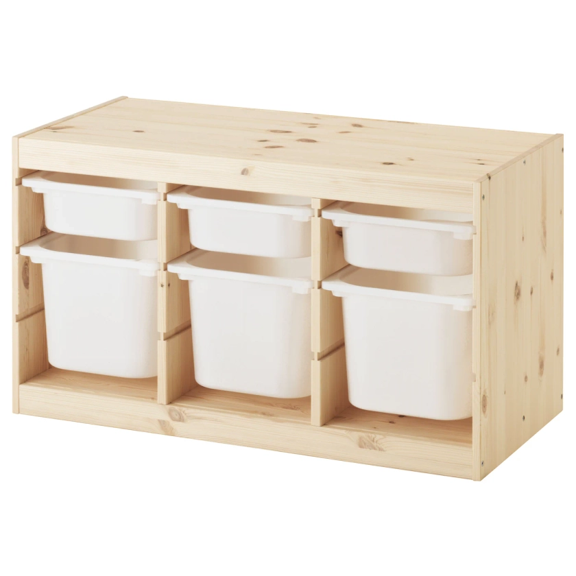 TROFAST Storage combination with boxes, light white stained pine/white, 93x44x53 cm - IKEA