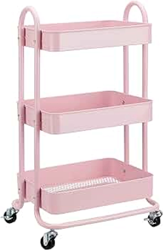 Amazon Basics 3-Tier Rolling Utility or Kitchen Cart - Dusty Pink