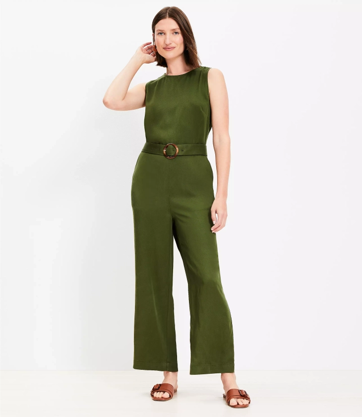 Petite Belted Tank Jumpsuit