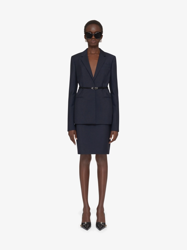 Jupe Voyou en laine et mohair - bleu nuit | GIVENCHY FR