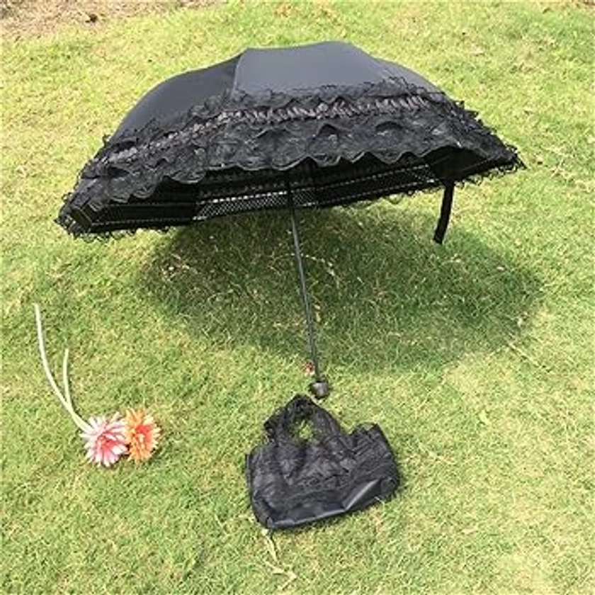 Maibar Parapluie Pliant Femme Anti-UV Dentelle Parapluies Ombrelle Parasol Umbrella Venteux Pluie en été