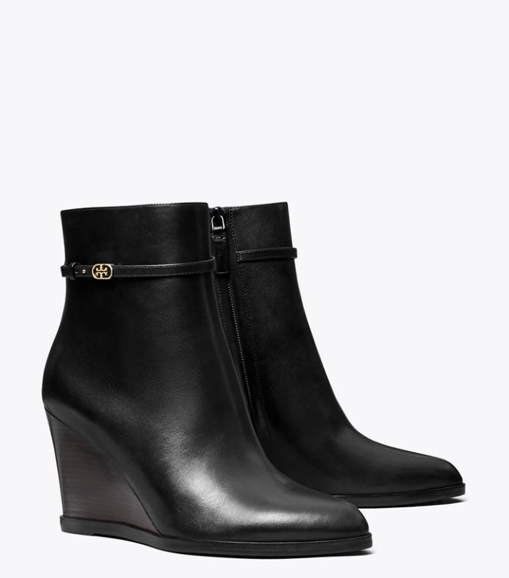 Double T Buckle Wedge Boot: Women's Designer Ankle Boots | Tory Burch