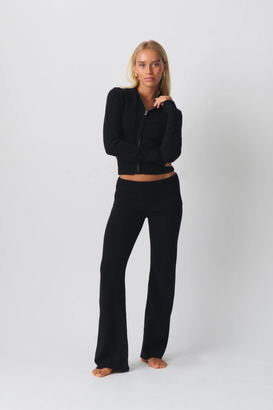 Knitted lounge trousers - Svart - Dame - Gina Tricot