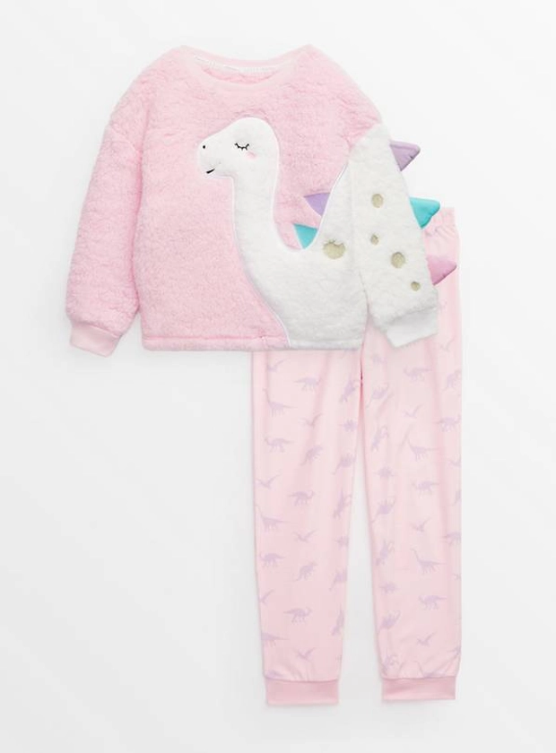 Novelty Pink Dinosaur Fleece Pyjama Set 1.5-2 years