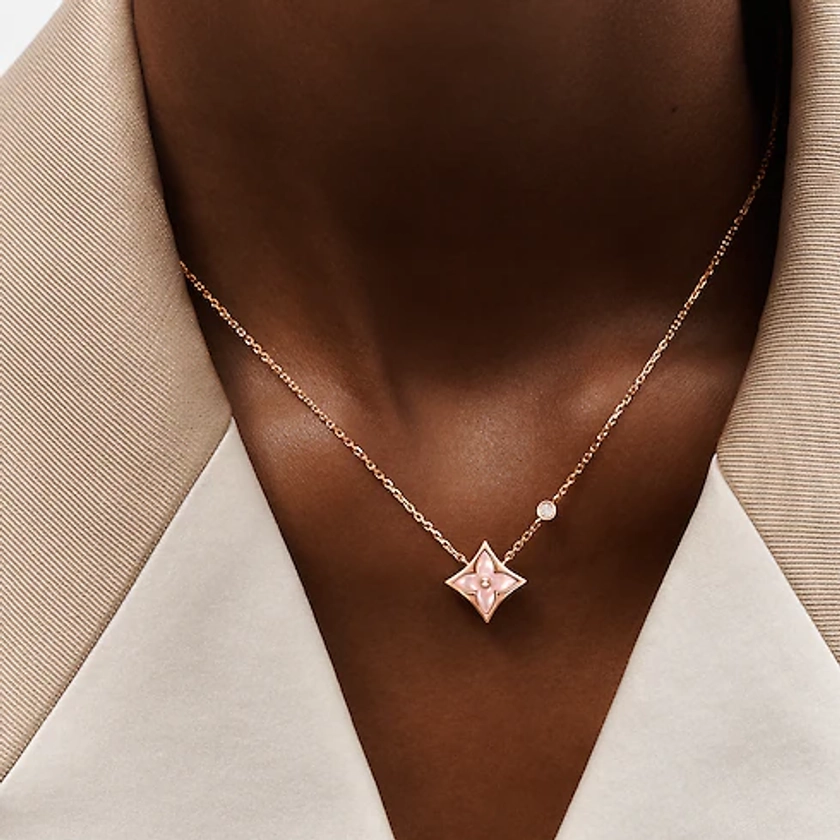 Color Blossom BB Star Pendant, Pink gold, Pink Mother-of-Pearl and diamond