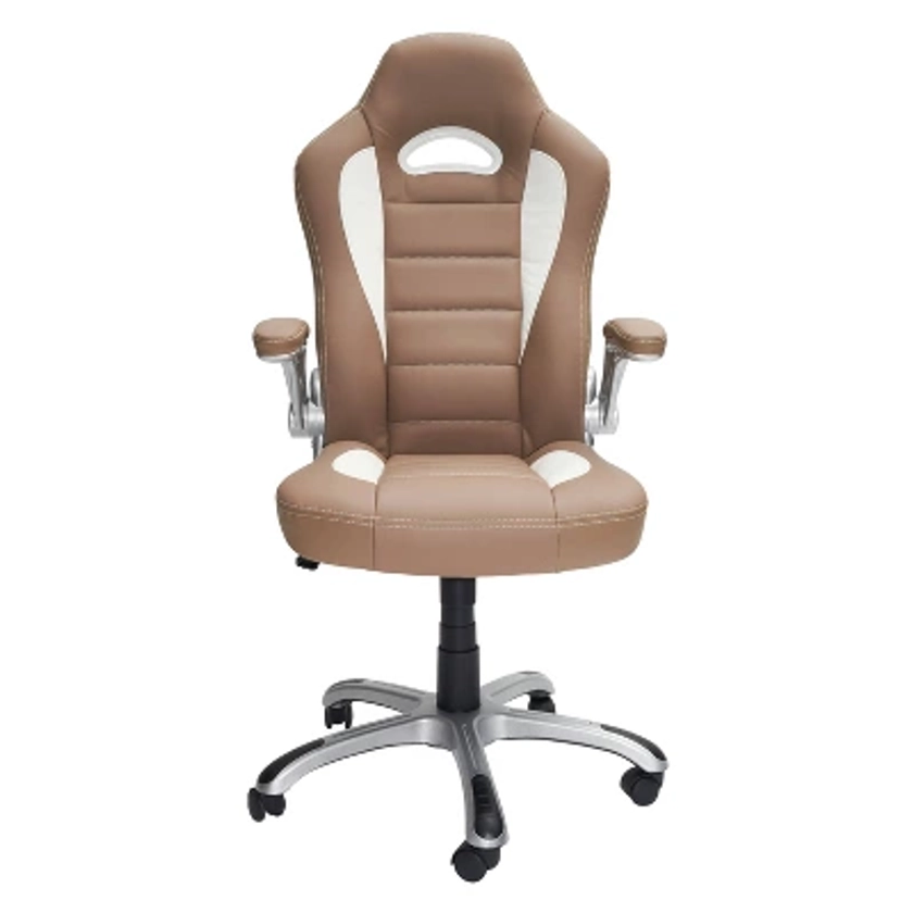 Sport Race Executive Chair Camel - Techni Mobili: Ergonomic, Swivel, Adjustable Armrests, PU Leather