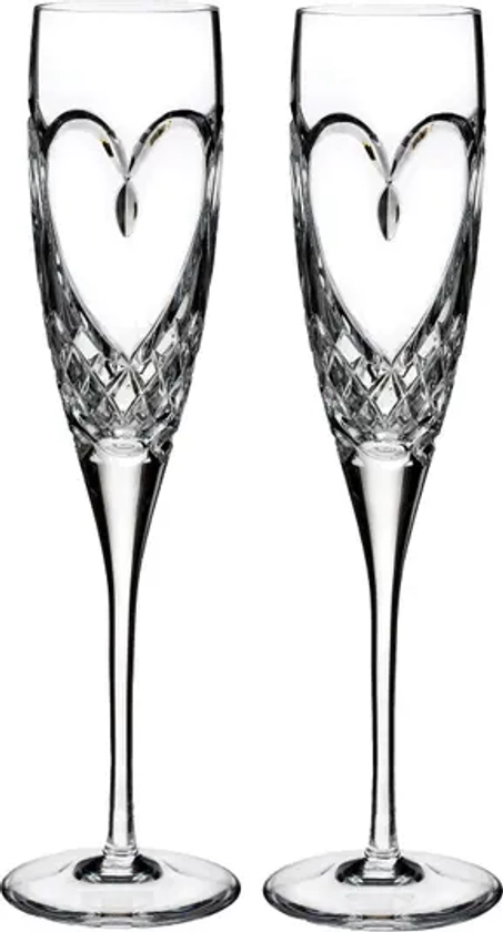 Waterford True Love Set of 2 Lead Crystal Champagne Flutes | Nordstrom