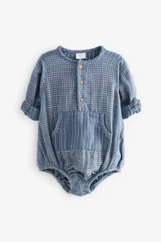 Buy Blue Woven Long Sleeve Bloomer Romper (0mths-2yrs) from the Next UK online shop