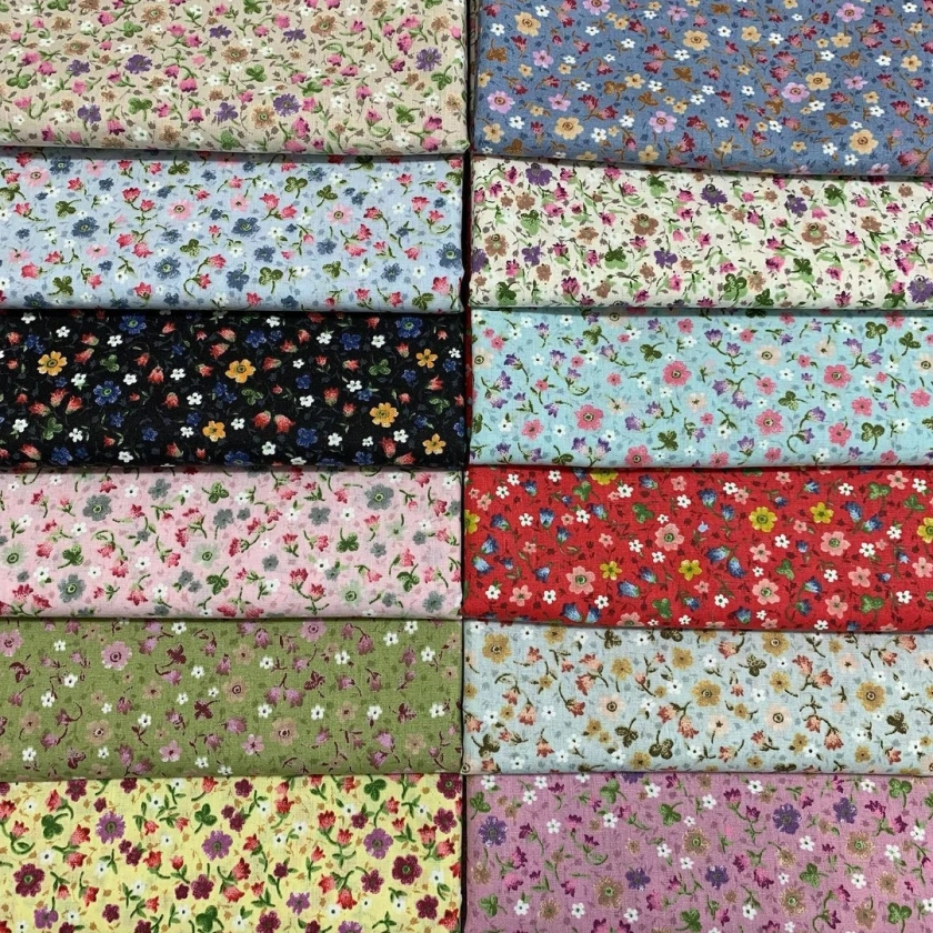 Small Print Fabric, Tiny Floral Fabric, Flower Cotton Fabric, Quilting Fabric by the Yard, Apparel Fabric, Face Mask Material, Cloth Fabric - Etsy